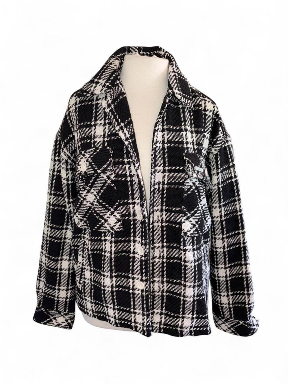 YoungLA Woven Tweed Plaid Shirt Jacket Shacket